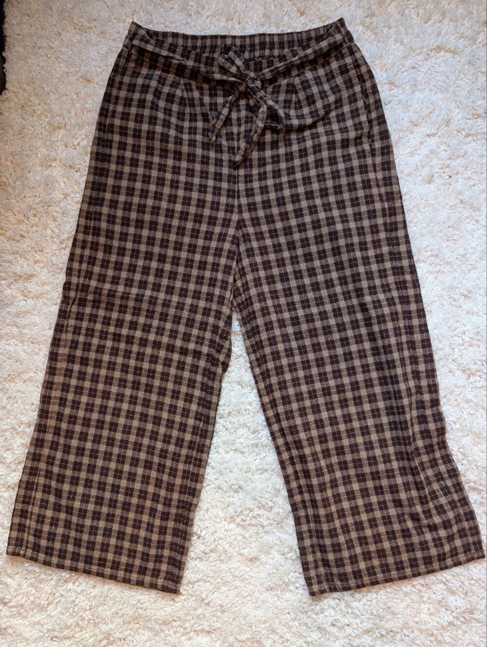 Disturbia Cropped Tie Waist Check Pants 8